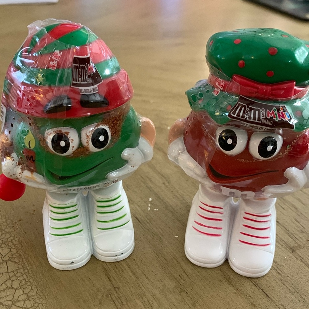 M&M vintage set of 2 character dispensers.  Brand new never opened, sealed .